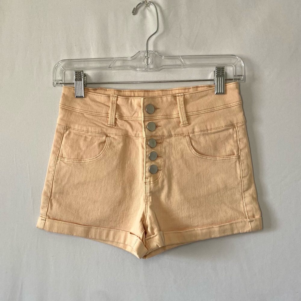 Sapphire Ink Pastel Orange High-Waisted Shorts